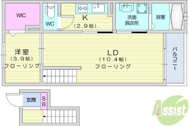アルカンシェルA棟(1LDK/4階)の間取り写真