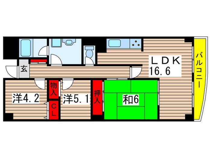 パラッツォ稲毛(3LDK/2階)の間取り写真