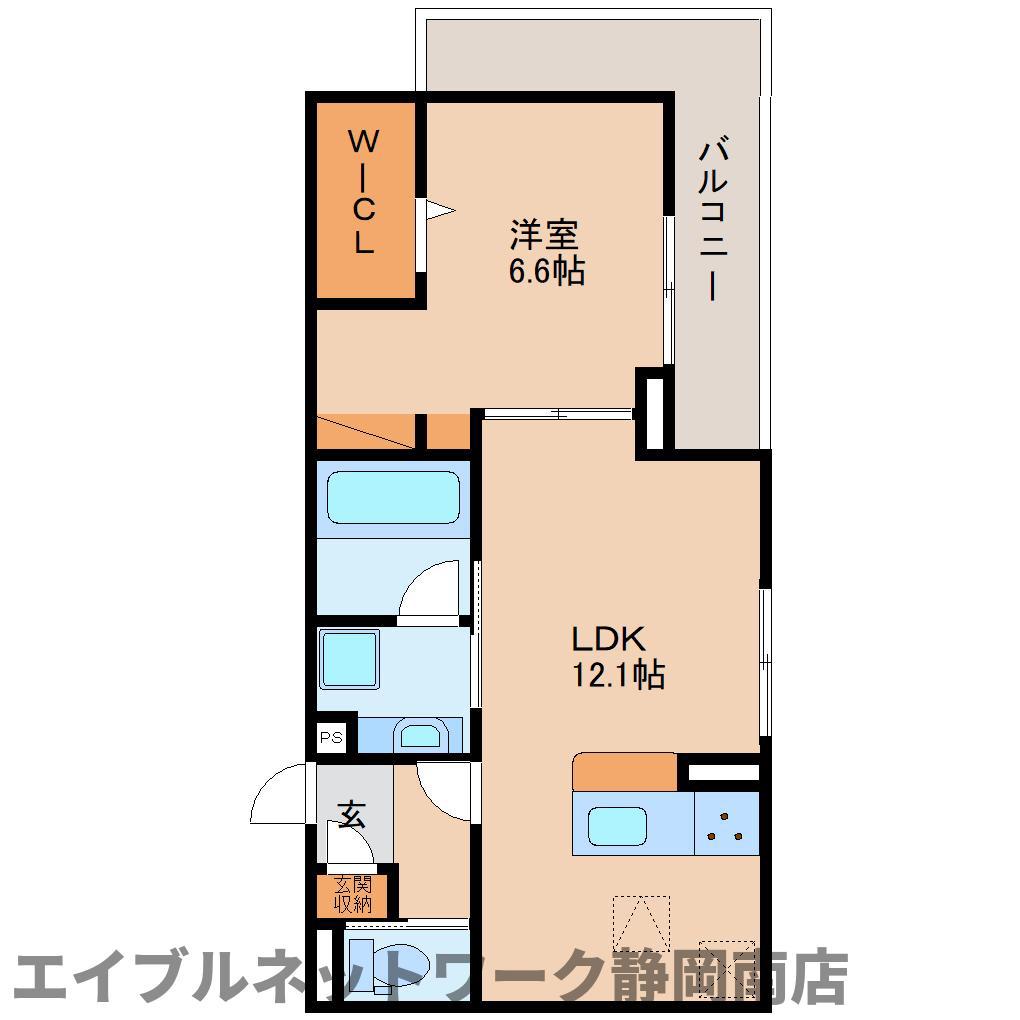 DCREST新川S(1LDK/3階)の間取り写真
