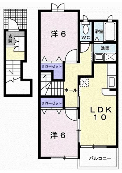 モーントシャインB(2LDK/2階)の間取り写真