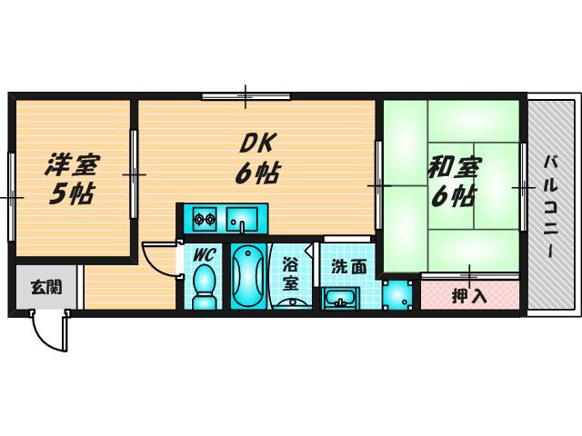 Mプラザ菱江(2DK/2階)の間取り写真