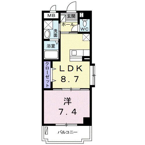 レジデンスサニーKJIII(1LDK/2階)の間取り写真