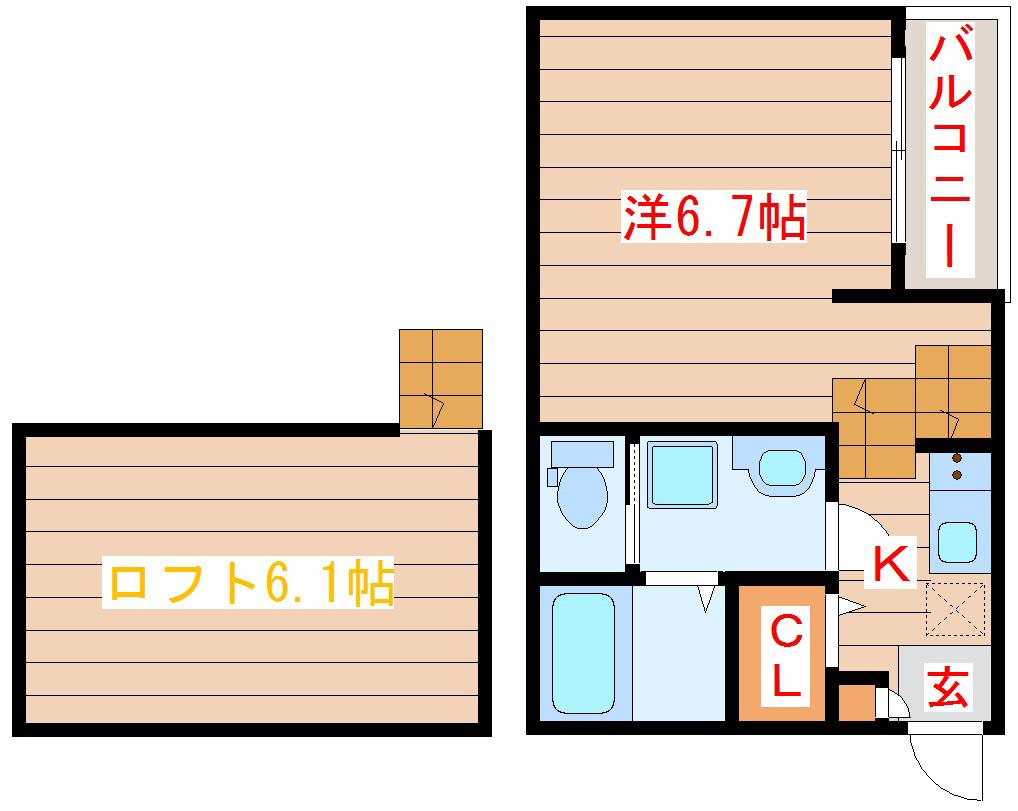 WOOD HOUSE穀町(1K/1階)の間取り写真