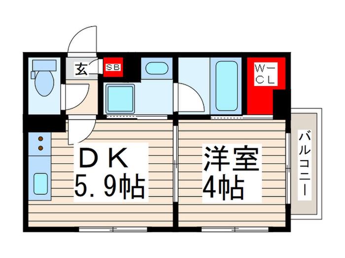 AZUL KASAI(1DK/1階)の間取り写真