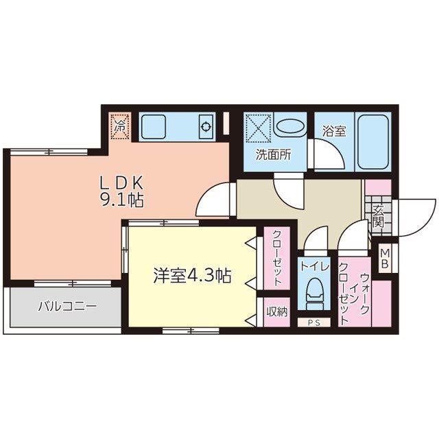 プリモトレーノ2(1LDK/2階)の間取り写真