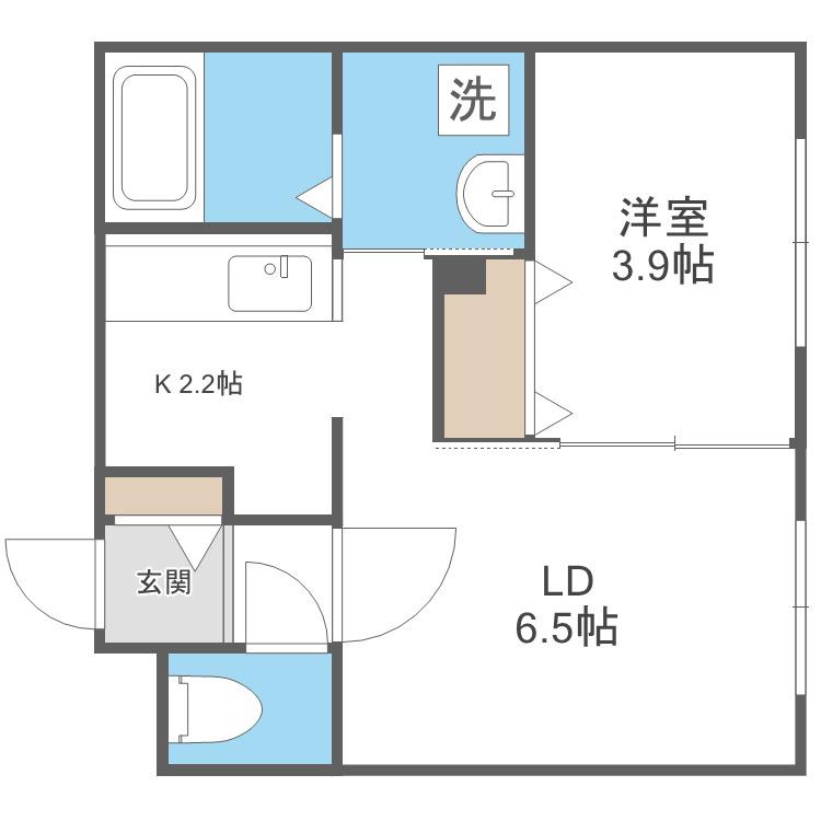 FIRST LEBEN月寒(1LDK/4階)の間取り写真