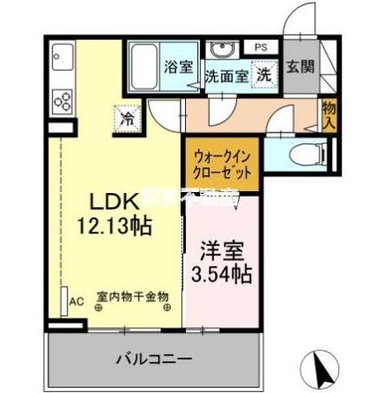 グランツアルファ(1LDK/3階)の間取り写真
