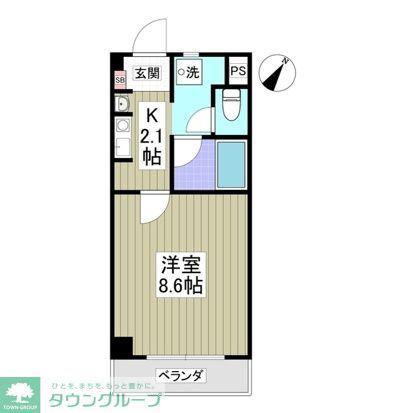 リブレス川越南大塚(1K/2階)の間取り写真