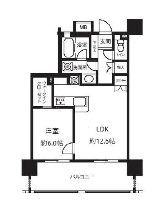 ライオンズシティ白金高輪(1LDK/4階)の間取り写真