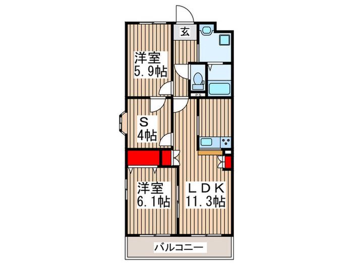 ランドロードUA棟(2SLDK/2階)の間取り写真