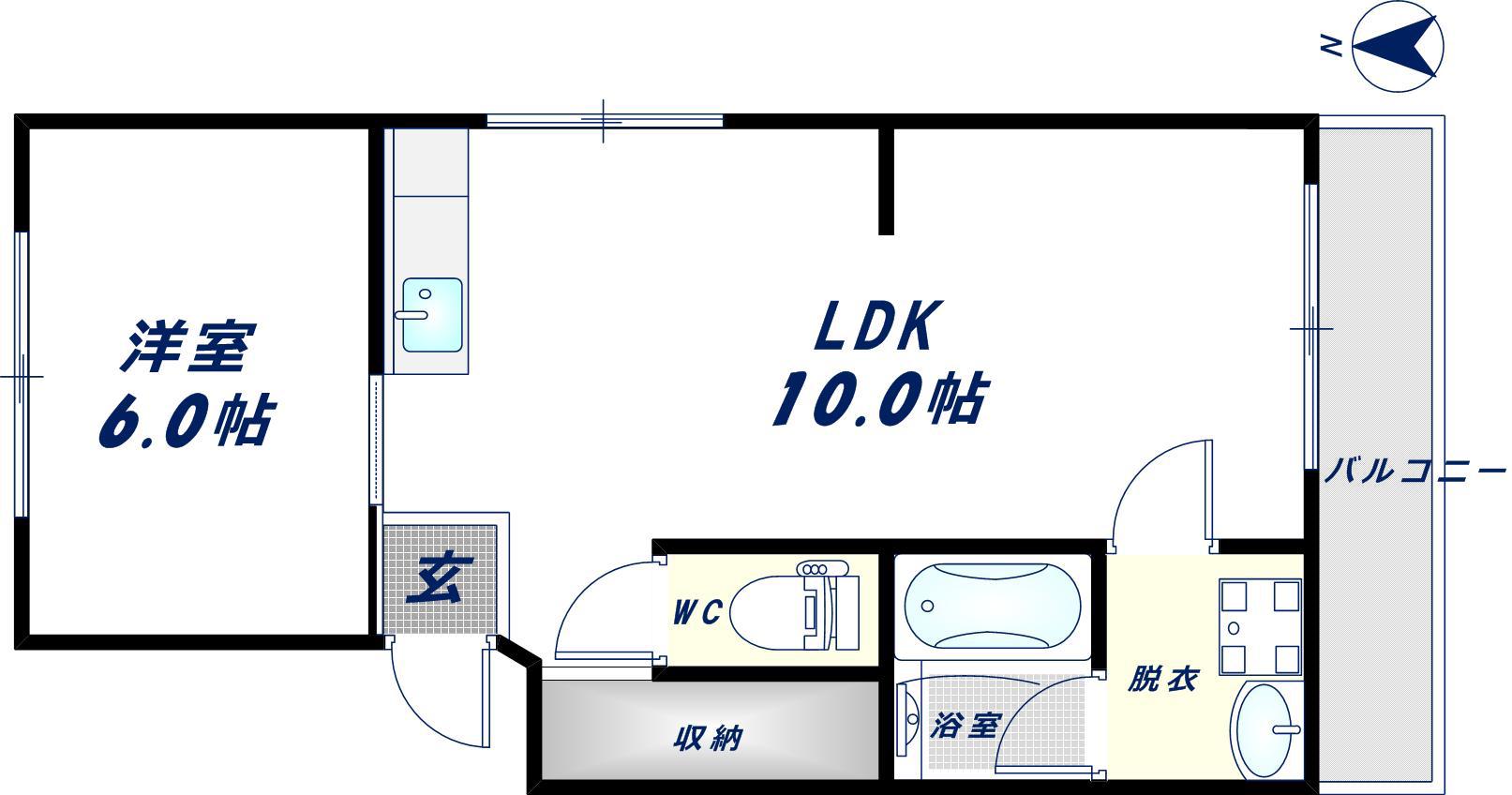 スリースターマンション(1LDK/2階)の間取り写真