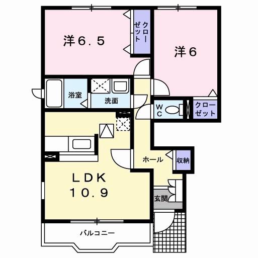 クリスマスローズII(2LDK/1階)の間取り写真
