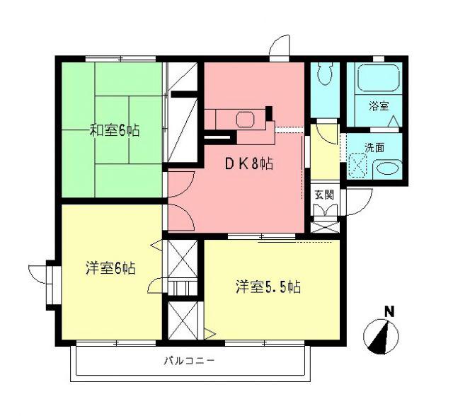 イーエムプットB(3DK/2階)の間取り写真