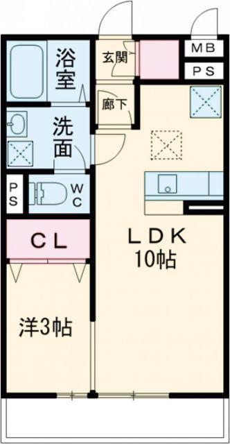 プロムナード II棟(1LDK/2階)の間取り写真