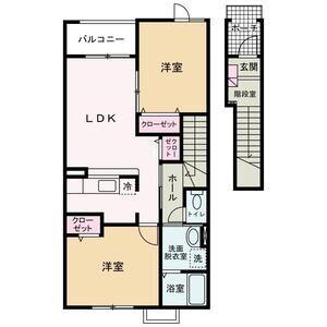 ウッドパストラル(2LDK/2階)の間取り写真