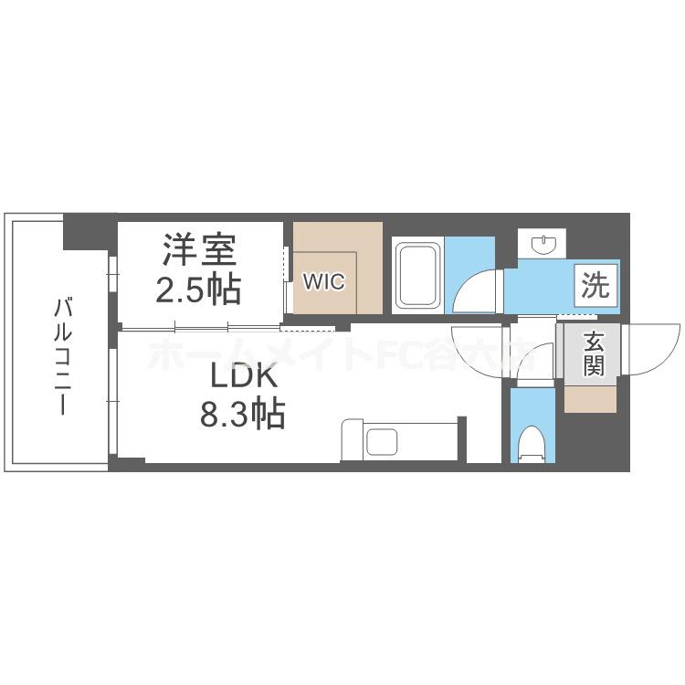 コンフォリア・リヴ淡路(1LDK/8階)の間取り写真