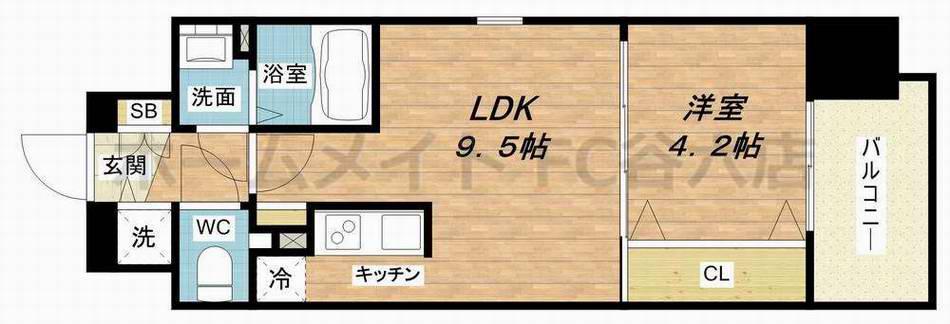 スワンズシティ大手前レーヴェ(1LDK/5階)の間取り写真