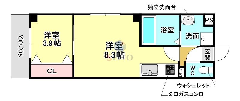 ARCA豊中曽根(1LDK/3階)の間取り写真