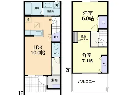 MILLENNIUM TOWN II B棟(2LDK/1階)の間取り写真