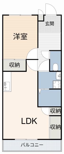 有松ヒルズB棟(1LDK/2階)の間取り写真