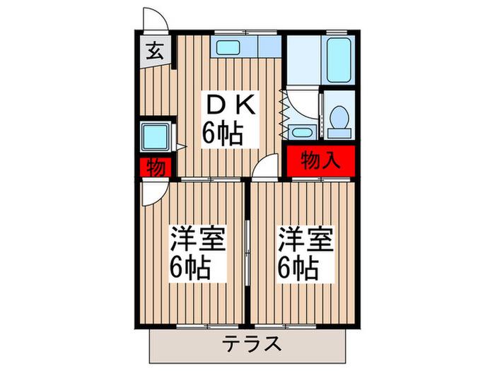 サンハイム北本(2DK/1階)の間取り写真