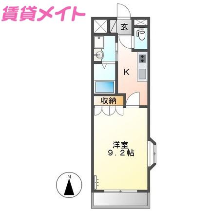 リヴァージュA棟(1K/2階)の間取り写真