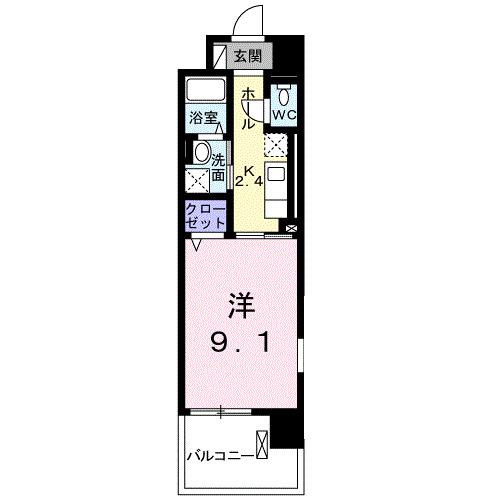 クレアトゥール(1K/3階)の間取り写真