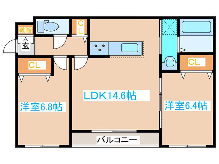 CORUSCANT TSUKISAMU(2LDK/3階)の間取り写真