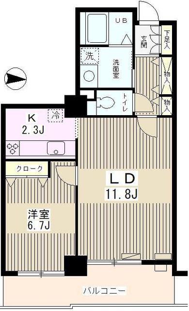 エルアージュ小石川B棟(1LDK/19階)の間取り写真