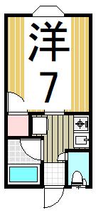 コーポYUMI ペ ッ ト 可(1K/2階)の間取り写真