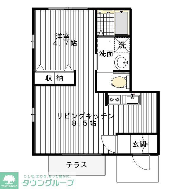 LA FEUILLE VERT(1LK/1階)の間取り写真
