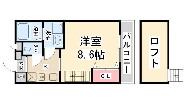 フルール花屋敷(1K/1階)の間取り写真