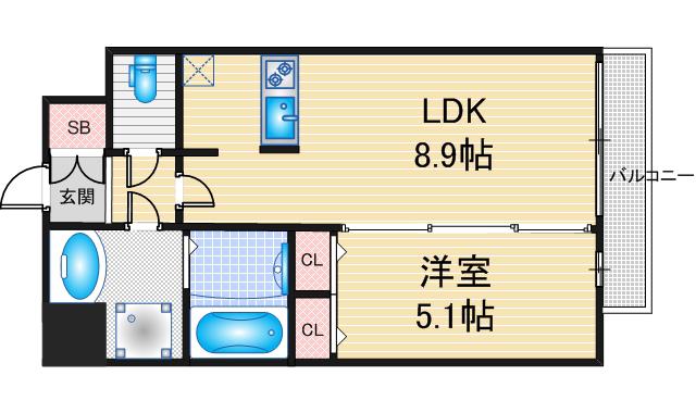 メイクス熱田神宮(1LDK/8階)の間取り写真