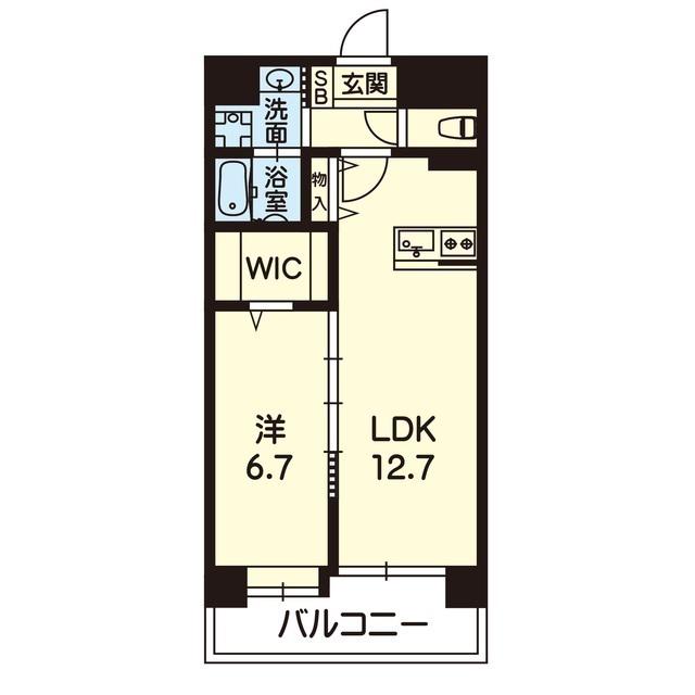 ヴィオラ坪井川遊水公園(1LDK/10階)の間取り写真