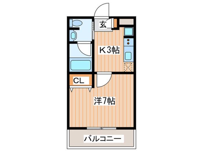 松尾ハイツ寝屋川(1K/1階)の間取り写真