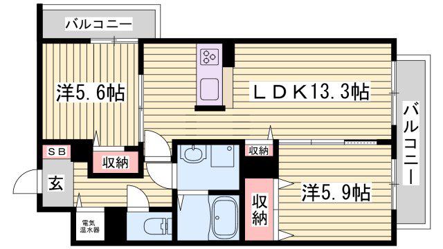 パールコート(2LDK/2階)の間取り写真