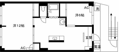長島ビル(2LDK/3階)の間取り写真