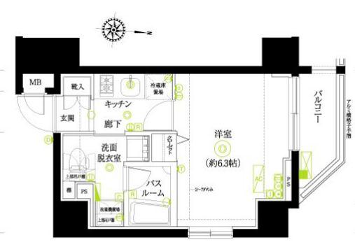 ズーム浜松町(1K/2階)の間取り写真