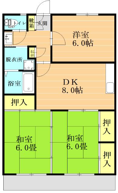 ファミール有田B(3DK/2階)の間取り写真