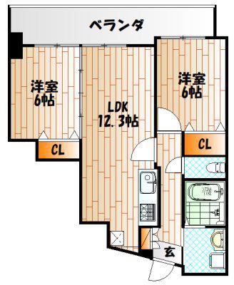 フェルト716(2LDK/7階)の間取り写真