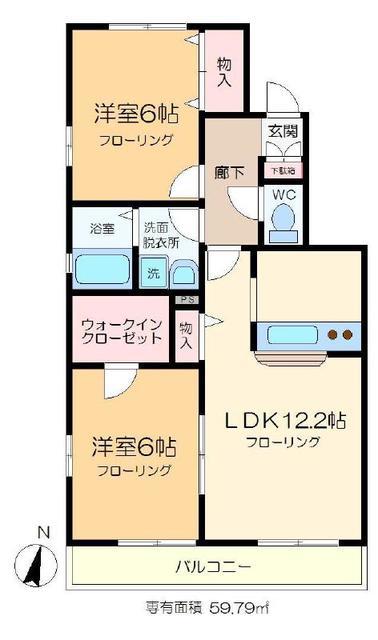 FLORAL イースト(2LDK/1階)の間取り写真