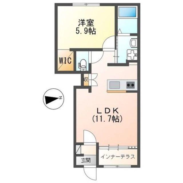 TSUBAME(1LDK/1階)の間取り写真