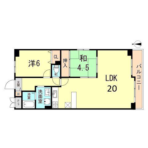 ベルトゥリー若草(3LDK/4階)の間取り写真