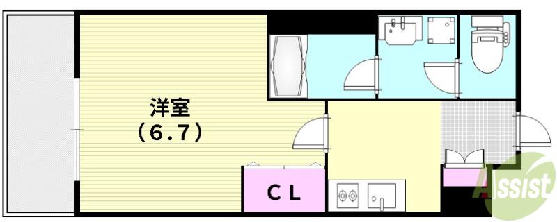 ウェルスクエア池田井口堂(1K/1階)の間取り写真