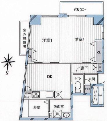 駒込グローリア初穂(2DK/4階)の間取り写真