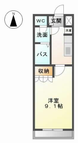 ソワセルクル長船(1K/2階)の間取り写真