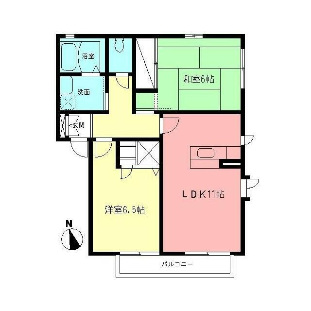 メゾン緑水・E(2LDK/2階)の間取り写真