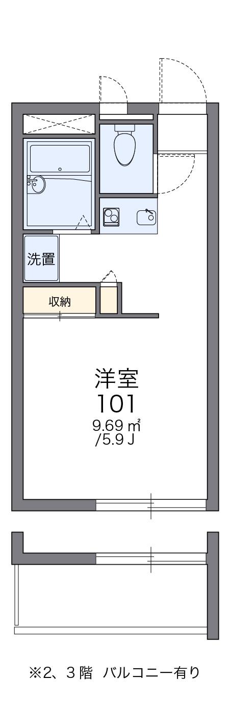 アベイユ(1K/2階)の間取り写真