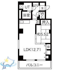 レジデンスカープ札幌(1LDK/15階)の間取り写真