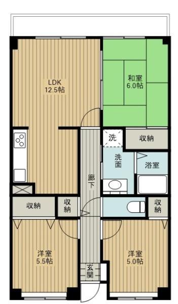 アイリス大宮参番館(3LDK/3階)の間取り写真